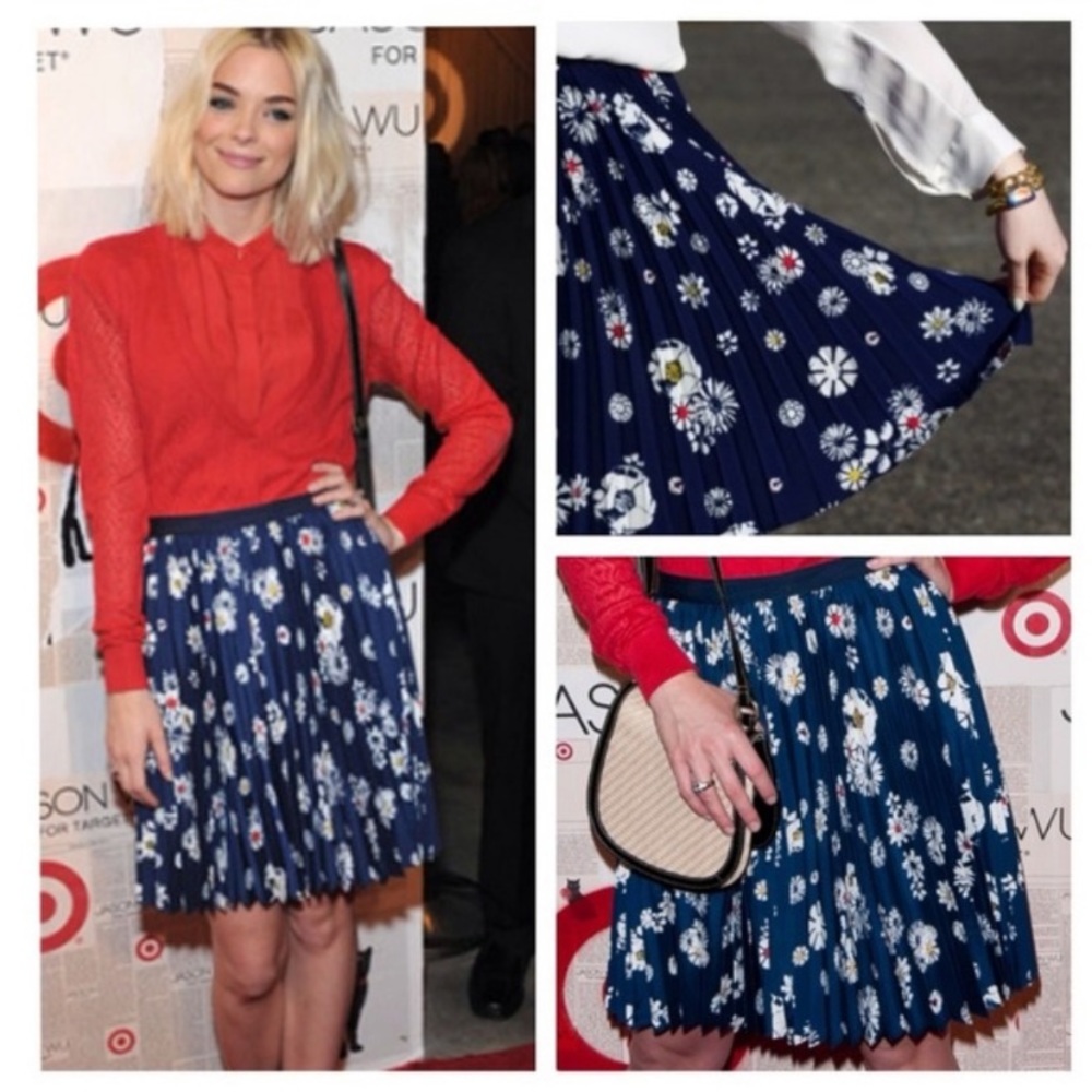 Jason Wu for Target Pleated Navy Floral Skirt
